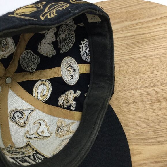 Reebok NFL All Over Team Logos Fitted Baseball Hat Black Gold Size 7 1/4 - Picture 16 of 16